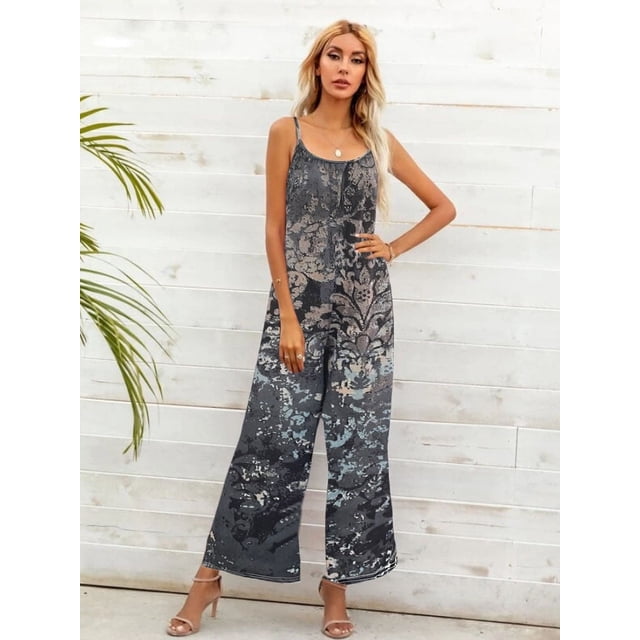 Mono camisola holgado con estampado casual para mujer, pantalones camisola, pantalones largos