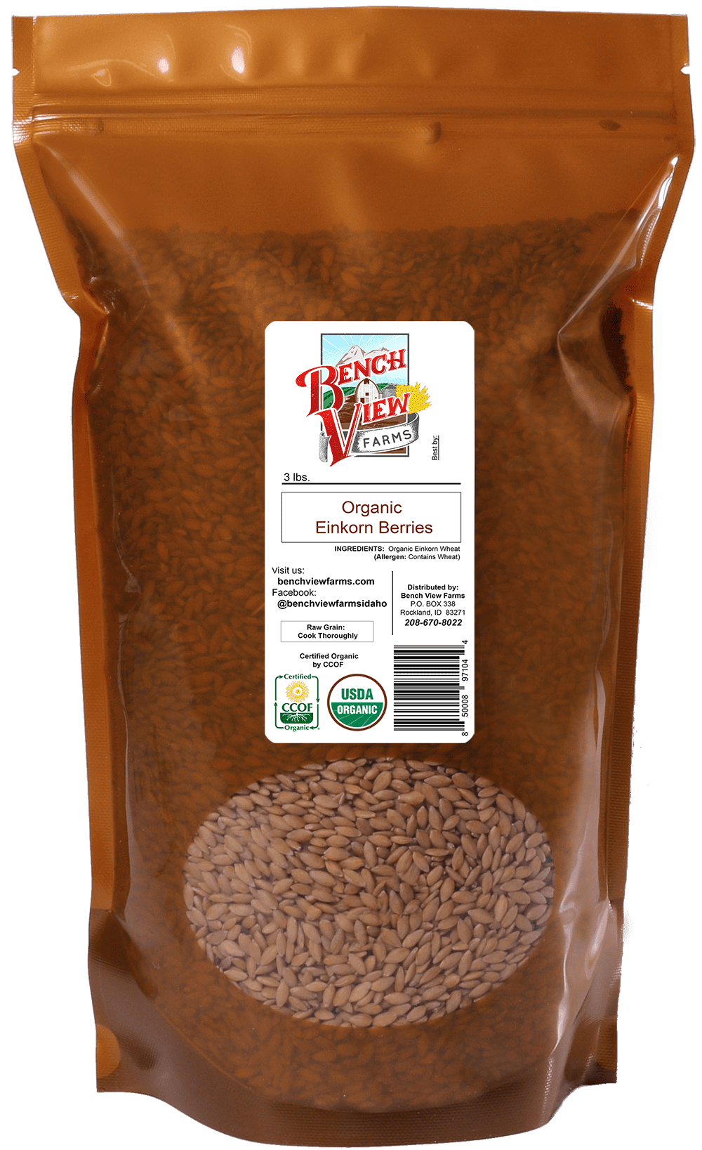 Organic Einkorn Wheat Berries 3lbs