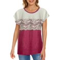 thumbnail image 3 of Vedolay Shirt Womens Summer Tops Ruffle Sleeve Tshirts Shirts Crew Neck Casual Tunic Shirts,Hot Pink L, 3 of 4