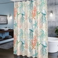 thumbnail image 3 of Teal Jellyfish Starfish Shower Curtains for Bathroom, Summer Beach Coral Shell Retro Washable Fabric Shower Curtain with Hooks Waterproof Bathroom Decor Sets, 66 x 72 Inches, 3 of 9