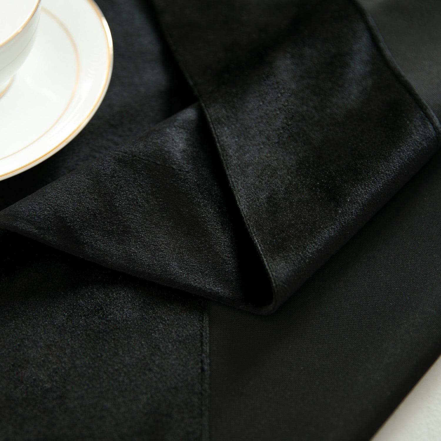 VOGOL Black Velvet Waterfall Valance & Curtains Set, Beaded Tassel Thermal Drapes 52x96 Inches for Bedroom & Living Room