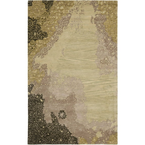 SAFAVIEH Soho Jeptha Abstract Wool Area Rug, Sage/Multi, 3'6" x 5'6"