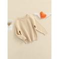 thumbnail image 4 of Seyurigaoka Simple Little Girl Sweater, Long Sleeve Round Neck Solid Tops, 4 of 9