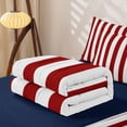 thumbnail image 6 of Manfei Red White Stripes Zipper Twin Comforter Sets with Fitted Sheet and 2 Pillowcases,Modern Geometric Zipper Bedding Set,Navy Blue Reversible,4pcs, 6 of 8