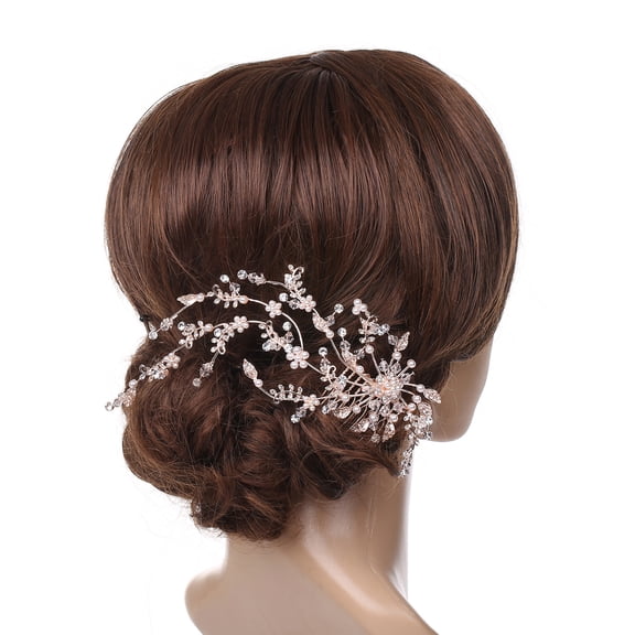 Wedding Jewelry Rose Gold Plating Faux Pearl Hair Comb