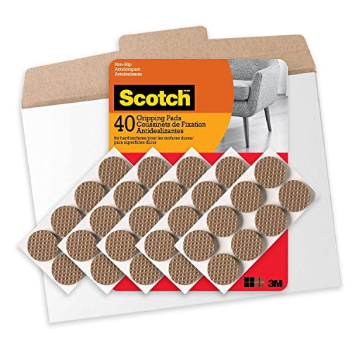 Scotch Gripping Pads in Easy to Open Packaging, 1 in, 40 Pads, Brown