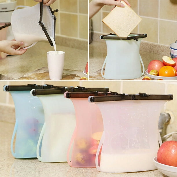 Reusable Seal Silicone Food Fresh Bag Vacuum Sealer Fruit Meat Milk