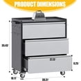 thumbnail image 2 of Metal Garage Storage Cabinet with Wheels, 3-Drawer Rolling Tool Chest with Lockable Casters & Pegboard for Workshop, Office, Black Gray, 2 of 9