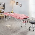 thumbnail image 3 of Alden Design 3 Section Adjustable and Foldable Aluminum Massage Table, 213" x 84", Pink, 3 of 14