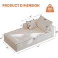 thumbnail image 5 of Flannel Fabric Chaise Lounge, No Assembly Required and Space Saving, White, 5 of 7