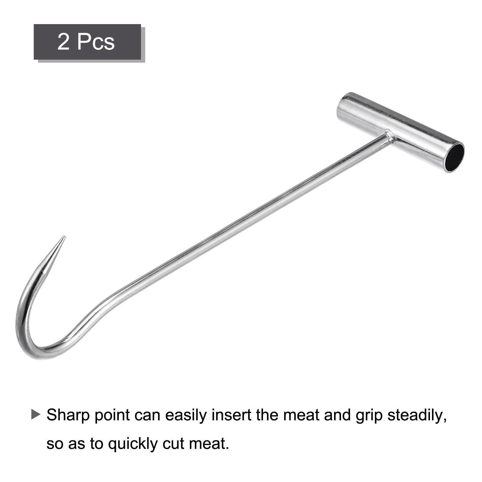 Unique Bargains T-Handle Meat Boning Hooks Stainless Steel T Hooks 11.8"