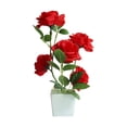 thumbnail image 2 of ZTTD Fausses Roses Rouges Fleurs Artificielles en Pot 12 Pouces Petits Roses Arbre Intérieur Extérieur Fausses Plantes et Fleurs Fleurs en Soie de Rose Plante en Pot Rose Artificielle Arrangement Floral Étagère Bureau Déco Maison, 2 of 4