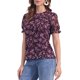 thumbnail image 4 of INSPIRAR CHIC Blusas de Chifón para Mujeres con Mangas Cortas, Con Volantes, Florales, para Trabajo Oficina, Talla S, Púrpura Oscuro, 4 of 6