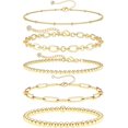 thumbnail image 1 of Juego de pulseras de oro resistentes al agua para mujer, joyería delicada y moderna chapada en oro real de 14 quilates, apilable, con cuentas de tenis, 1 of 4