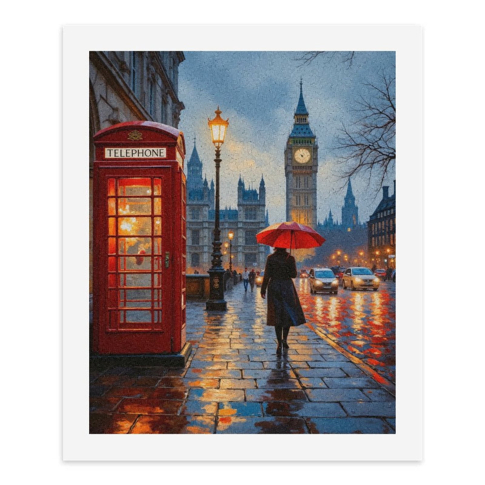 Paint by Numbers Kit for Adults, Red Umbrella London Night Walk Paint by Numbers, Easy Paint by Numbers Kit for Adults Beginner, DIY Adult Paint by Number Kits on Canvas, 12x16in Home Decor