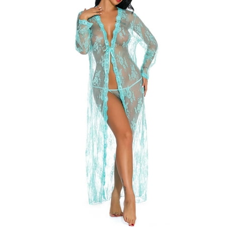 

Big Holiday Savings Ahomtoey Women Lace One-Piece Underwear Cardigan Long Nightgown See-Through Pajamas Family Gifts Great Gift for Less on Clearence