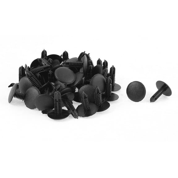 REGALWOVEN  50Pcs Car Black Plastic Push Type Fastener Clip Rivet for 5mm x 5mm Hole