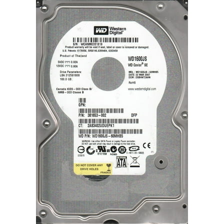 WD1600JS-60MHB5, DCM DSBHNT2AHN, Western Digital 160GB SATA 3.5 Hard Drive