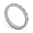 thumbnail image 3 of 0.34 Ct Round Shape Natural Diamond Pink Sapphire Beautiful Half Eternity Band for Engagement 14K White Gold Size 9, 3 of 7