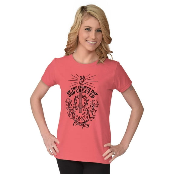 God Created Country Southern Pride Womens Fitted Plus Size Graphic Tee Brisco Brands 2X