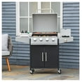 thumbnail image 2 of 52" Propane Gas Grill 4+1 Burner BBQ, Outdoor Cabinet Grill w/ Side Burner & Wheels, Silver, 2 of 9
