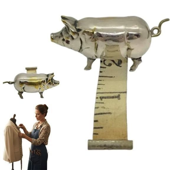 Antique-Inspired Pig Mini Tape Measure, Retractable Soft Measuring Tape with Clear Fraction Markings, Easy to Read Vintage Pig Design for Sewing, Quilting, Crafts, Fabric and Body Measurements(1P产)