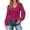 Hot Pink, variant on Womens Long Sleeve Tops Dressy Casual V Neck T Shirt Spring Autumn Open Weave Ruffled Sleeve Graphic Tee L-6XL