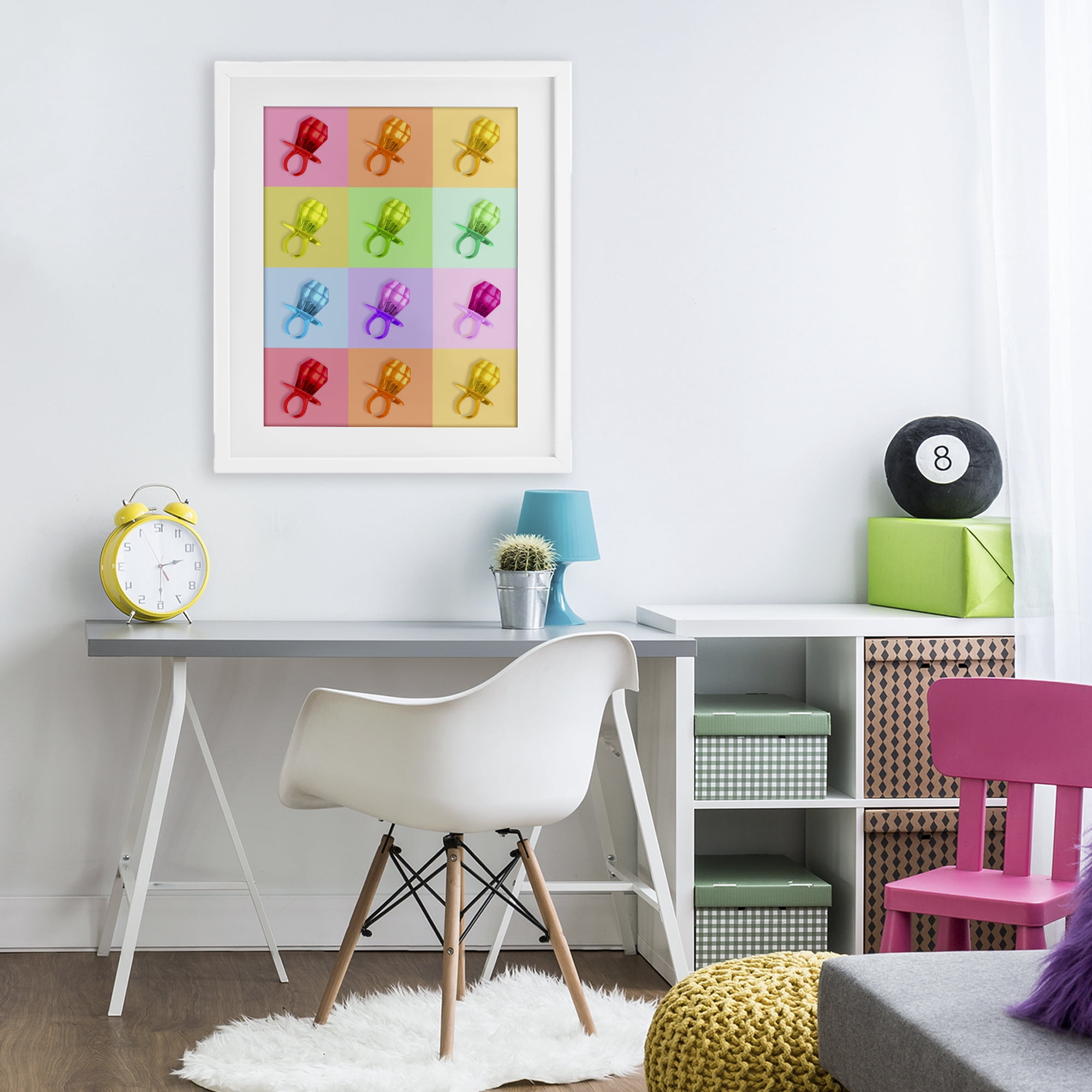 Stupell Industries Candy Gem Pop Grid White Framed Print Under Glass, design by LISH Creative