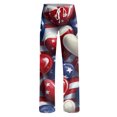 thumbnail image 3 of 4th Of July Pants for Women 1776-2026 American Flag Print Wide Leg Pajama Bottoms Elastic High Waist Regular Fit Daily Wear Comfy Trousers, #01 Hot Pink, L, 3 of 5