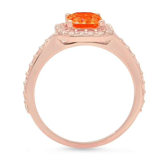 1.92 ct Emerald Cut Simulated Red Diamond Solitaire with Accents Engagement Ring for Women in 18K Rose Gold