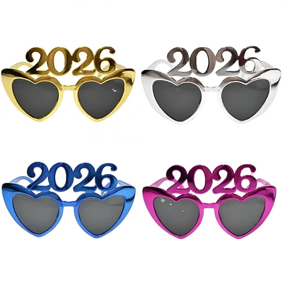 BESTSKY 2026 Number Glasses New Year Eyeglasses Glitter Party Sunglasses for New Year Eve Graduation Christmas Photo Booth Props Happy New Year Glasses 2026