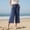 Navy, variant on Women's Linen Capri Pants Wide Leg with Drawstring Elastic Waist Casual Pant Straight Leg Casual Trousers
