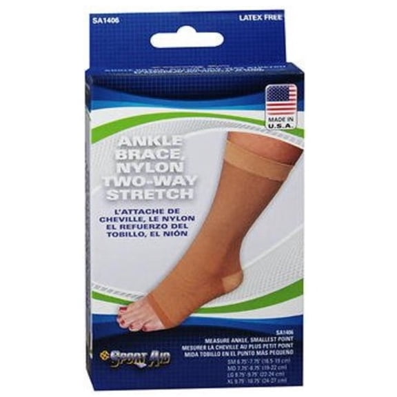 Sport Aid Nylon Ankle Brace Slip-On Two-Way Stretch, Beige, Large, 1 ea (Pack of 2)