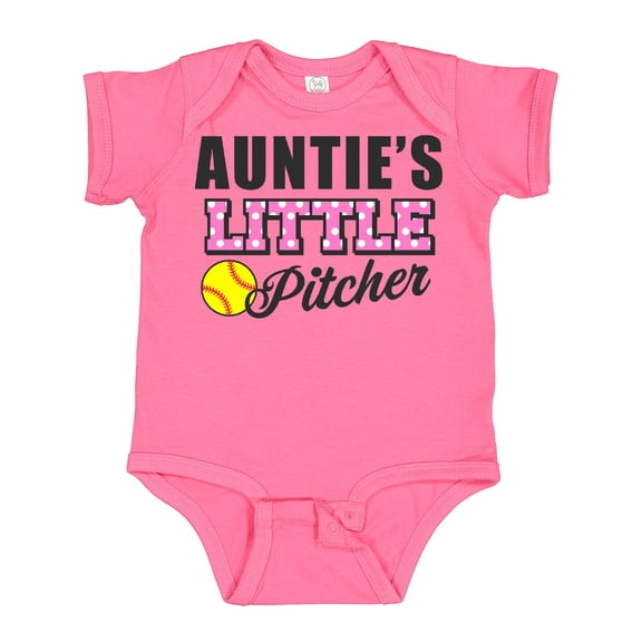 Inktastic Auntie's Little Pitcher Softball Girls Baby Bodysuit