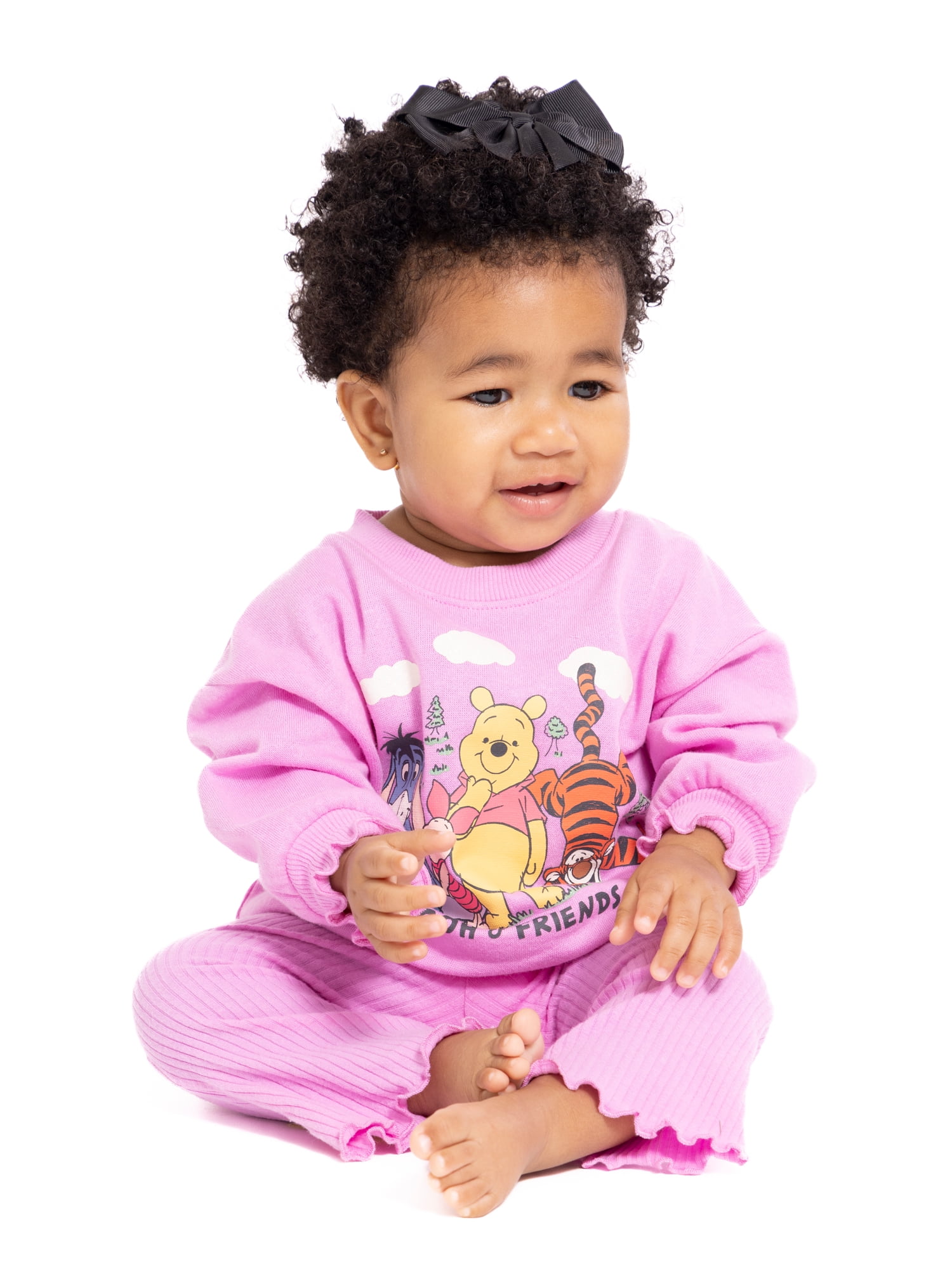 Winnie the Pooh Baby Girls Graphic Sweatshirt and Flared Leggings, 2-Piece, Sizes 0M-24M