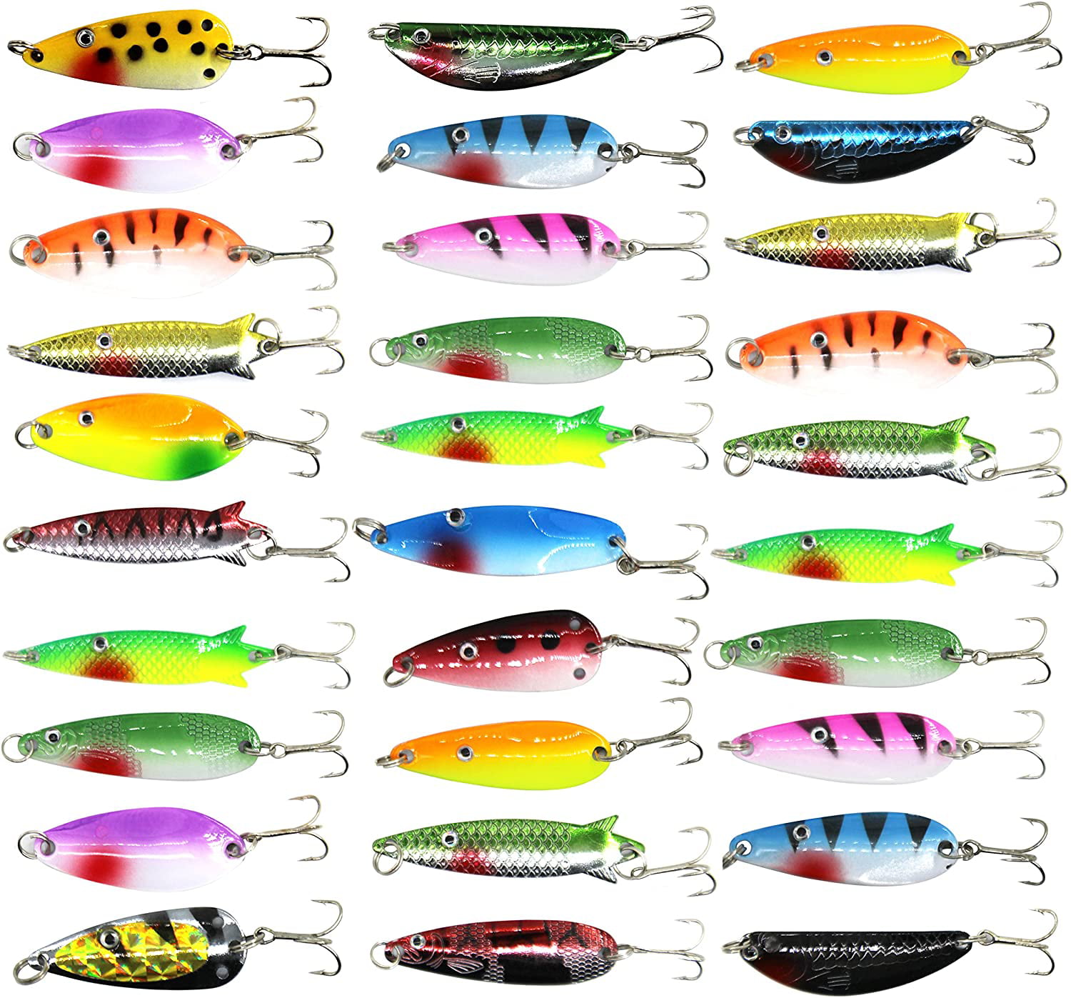 Details about   Lot of 30 Trout Spoon Metal Fishing Lures Spinner Baits Bass Tackle Colorful