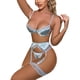 thumbnail image 4 of Lace Garter Lingerie Sets, Comfortable Lightweight Fashionable Deep V Breathable Lingerie Set  For Honeymoons ANGGREK Celeste XL, 4 of 5