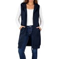 thumbnail image 5 of VBVC Women's Long Zip Up Hooded Vest , Drawstring Sleeveless Hoodie For Women, Ladies' Casual Fall Winter Layering Vest with Pockets, Navy , S-3XL, 5 of 7