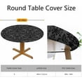thumbnail image 2 of Black Damask Round Fitted Tablecloth Vintage Floral Traditional Style Ethnic Style Elastic Edge Tablecloth Waterproof Oilcloth Table Cover for 40"-44", 2 of 6