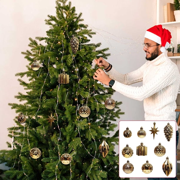 Xihbxyly 12 Adornos Navideños para Árbol de Navidad, Bolas de Plástico Brillantes, Reutilizables, para Colgar En El Árbol, Ideales para Oficinas, Hoteles y Mansiones. Juego de 12.