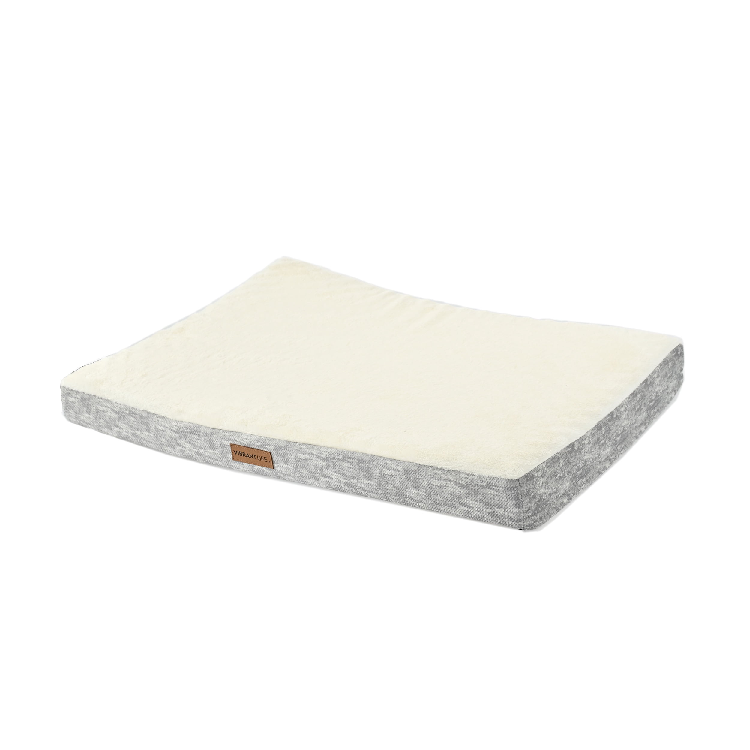 Vibrant Life Large Orthopedic Foam Mat Pet Bed, Gray and White, 35" x 25"