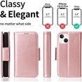 thumbnail image 3 of navor Universal Car Mount & Detachable Magnetic Wallet Case Compatible with iPhone 13 Mini [5.4 inch] [Folio], RFID Protection Kickstand -Rose Gold, 3 of 8