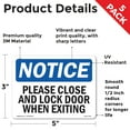 thumbnail image 2 of Please Close And Lock Door When Exiting OSHA Notice Vinyl Decal Label 5 Inch x 3.5 Inch - 5 Pack, 2 of 6
