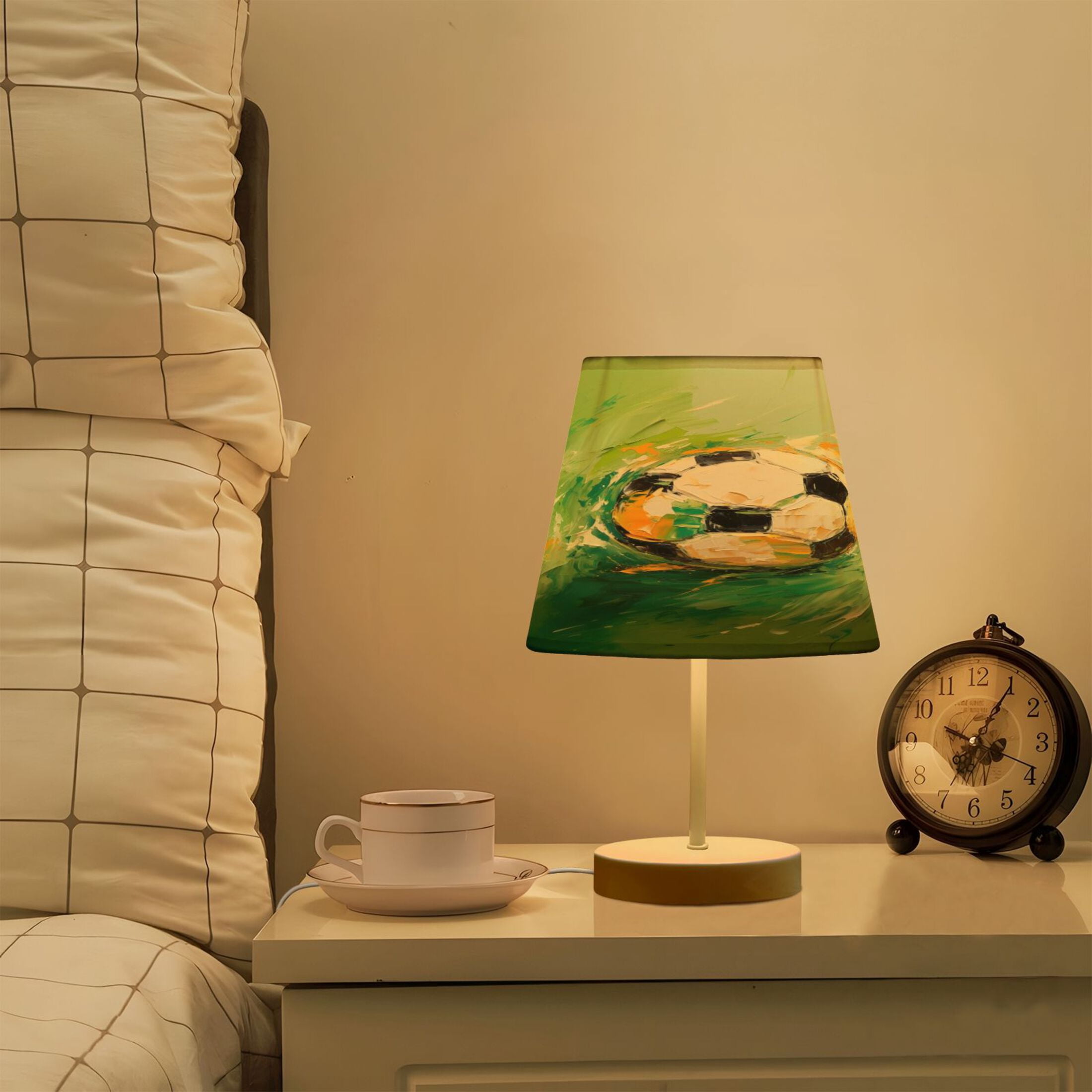 Oil Art Football Desk Lamp LED Table Nightstand Lamps with 3 Color Temperatures for Home Bedroom Living Room Decor 8x12