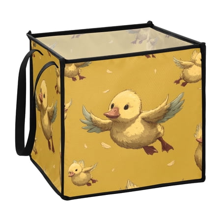 Home Organizer Foldable Fabric Storage Bin With Handle Flying Duckling Seamless Illustration