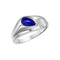 thumbnail image 3 of RYLOS Men's Rings Sterling Silver Ring - Timeless Pear Shape Cabochone Gemstone & Diamonds - Tear Drop Cabochon LAPIS Rings For Men  Size 11, 3 of 6