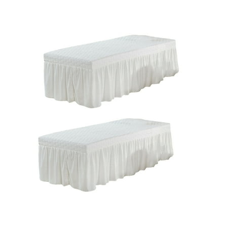

2xMassage Table Skirt Beauty Bed Cover Valance Sheet White