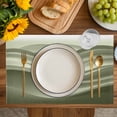 thumbnail image 4 of Sage Green Striped Placemats Set of 8, Modern Abstract Art Wave Moire Gradient Placemats for Dining Table, Place Mats for Kitchen Tabletop, Waterproof Wipeable Dining Table Mats Set, 4 of 9