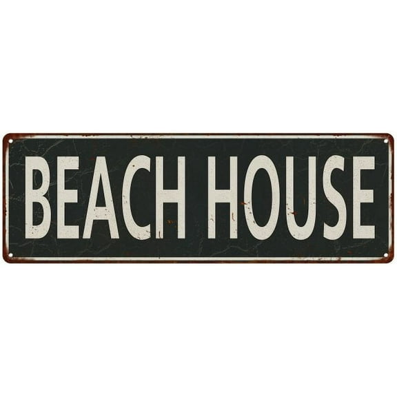 Beach House Vintage Look Shabby Chic Gift Metal Sign 6x18 206180062039