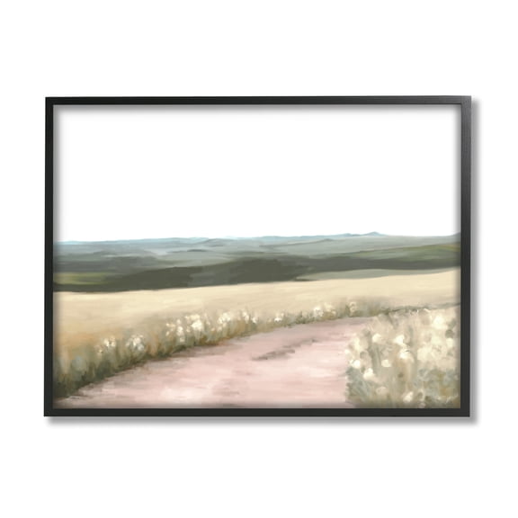Stupell Industries Country Trail Scenery Nature Painting Black Framed Art Print Wall Art, 14 x 11